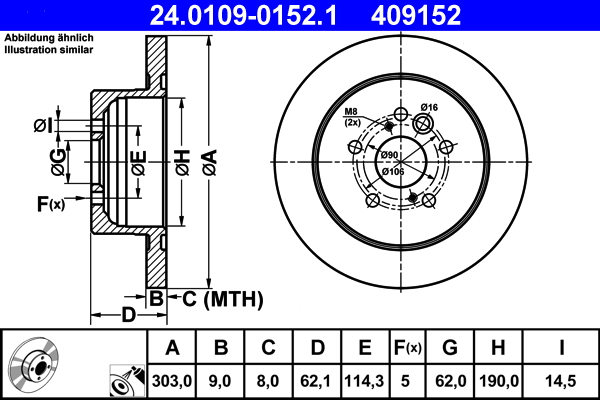 Brake Disc - 24.0109-0152.1 ATE