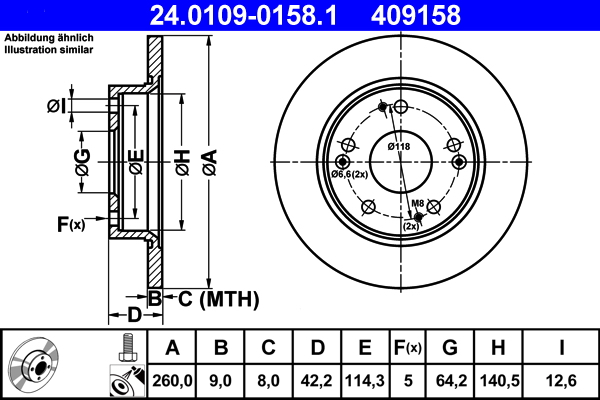 Brake Disc - 24.0109-0158.1 ATE