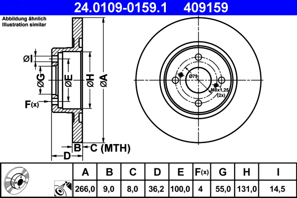 Brake Disc - 24.0109-0159.1 ATE