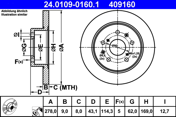 Brake Disc - 24.0109-0160.1 ATE