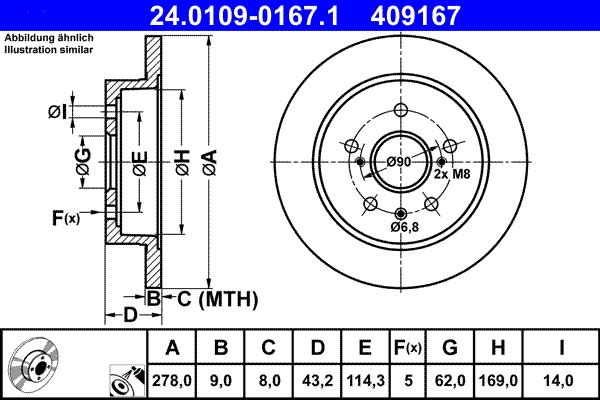 Brake Disc - 24.0109-0167.1 ATE