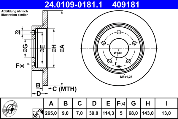 Brake Disc - 24.0109-0181.1 ATE