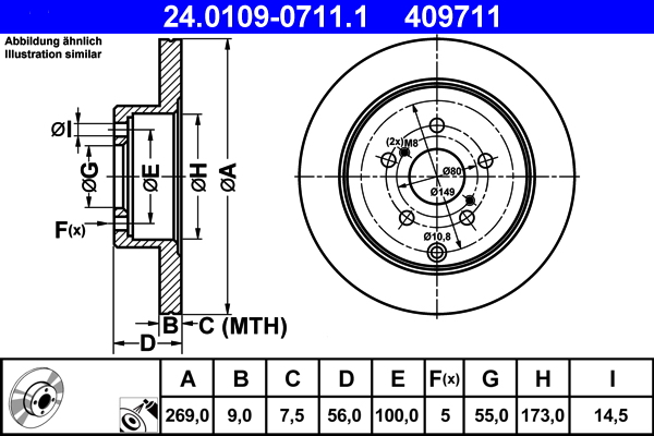 Brake Disc - 24.0109-0711.1 ATE