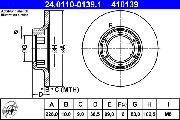 Brake Disc - 24.0110-0139.1 ATE