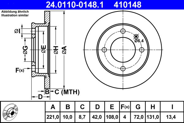 Brake Disc - 24.0110-0148.1 ATE