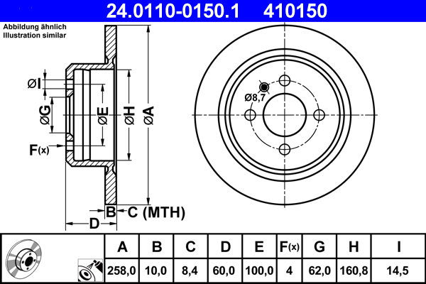 Bremsscheibe - 24.0110-0150.1 ATE