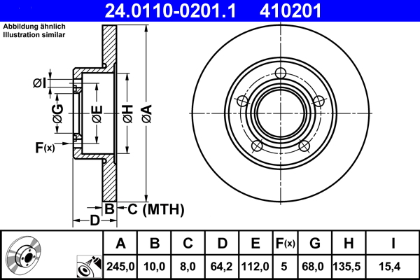 Brake Disc - 24.0110-0201.1 ATE