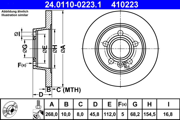 Brake Disc - 24.0110-0223.1 ATE