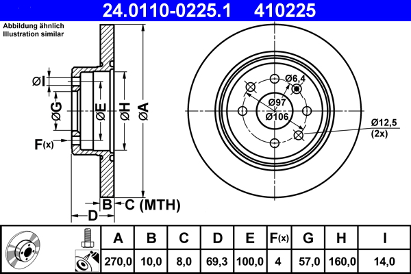 Brake Disc - 24.0110-0225.1 ATE