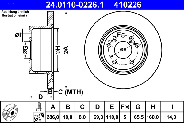 Brake Disc - 24.0110-0226.1 ATE