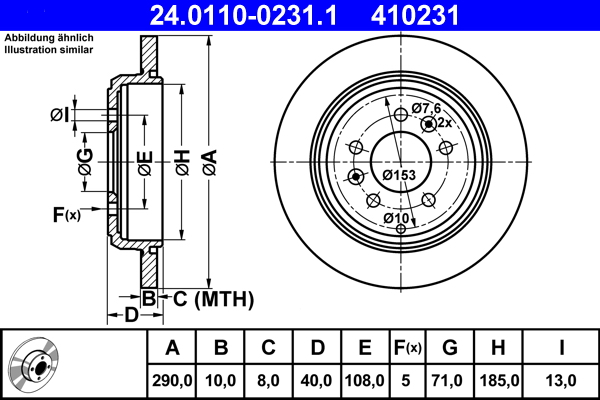 Brake Disc - 24.0110-0231.1 ATE