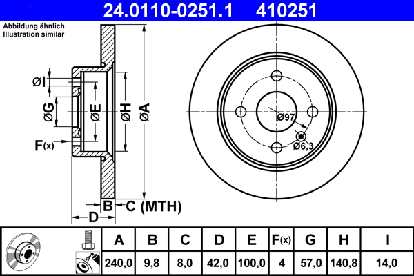 Brake Disc - 24.0110-0251.1 ATE