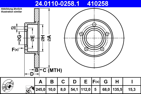 Brake Disc - 24.0110-0258.1 ATE