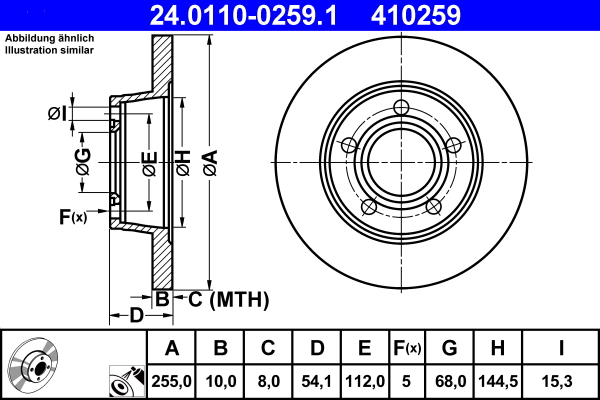 Brake Disc - 24.0110-0259.1 ATE