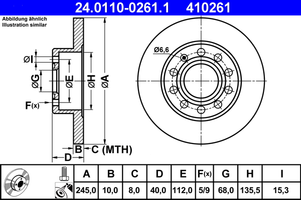 Bremsscheibe - 24.0110-0261.1 ATE