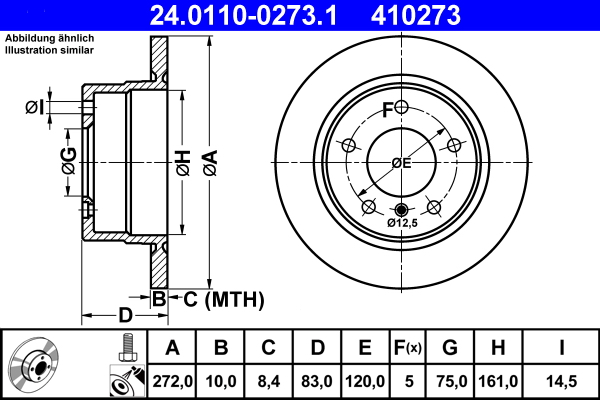 Brake Disc - 24.0110-0273.1 ATE