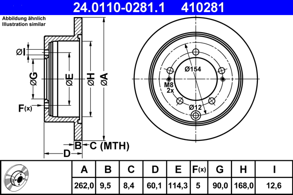 Brake Disc - 24.0110-0281.1 ATE