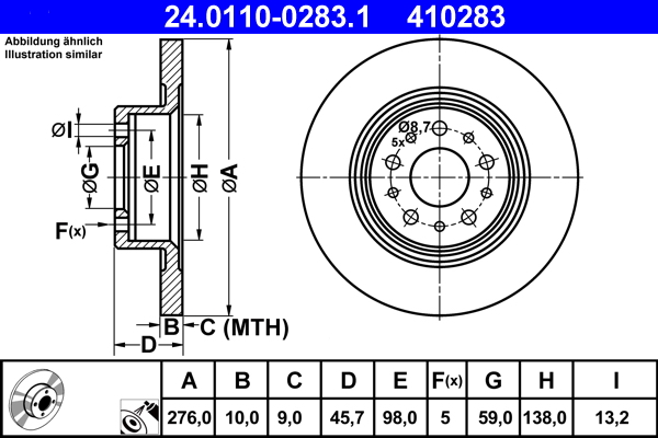Bremsscheibe - 24.0110-0283.1 ATE