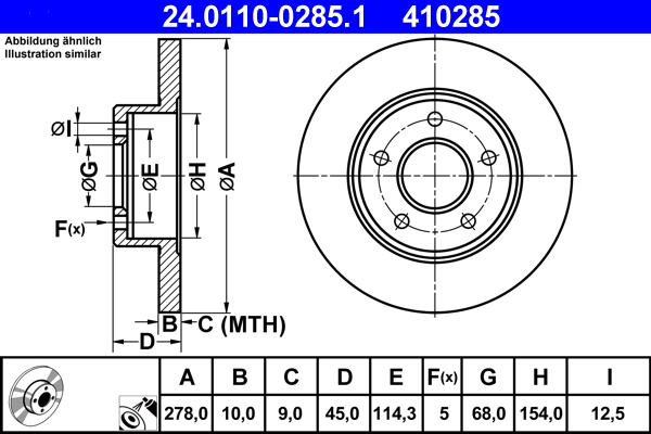 Bremsscheibe - 24.0110-0285.1 ATE