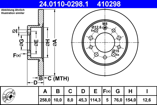 Brake Disc - 24.0110-0298.1 ATE