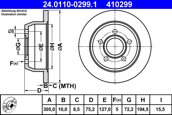 Brake Disc - 24.0110-0299.1 ATE