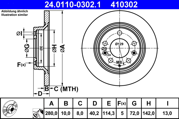 Brake Disc - 24.0110-0302.1 ATE