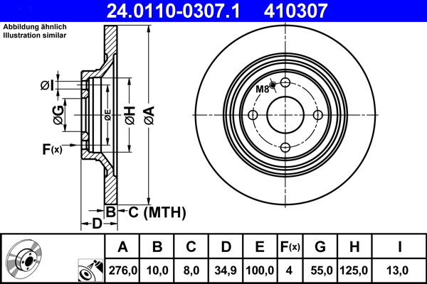 Brake Disc - 24.0110-0307.1 ATE