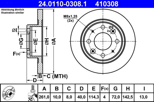 Brake Disc - 24.0110-0308.1 ATE