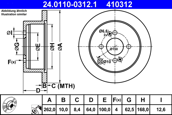 Brake Disc - 24.0110-0312.1 ATE