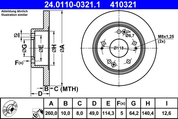 Brake Disc - 24.0110-0321.1 ATE