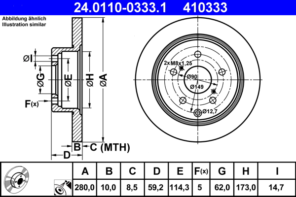 Brake Disc - 24.0110-0333.1 ATE