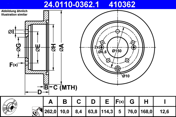 Brake Disc - 24.0110-0362.1 ATE