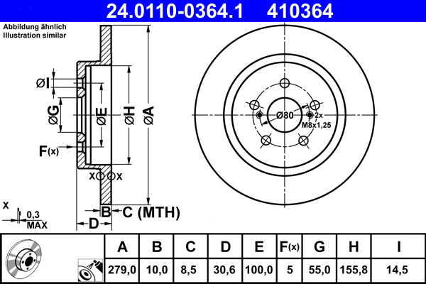 Brake Disc - 24.0110-0364.1 ATE