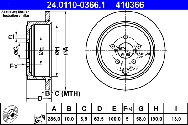 Brake Disc - 24.0110-0366.1 ATE
