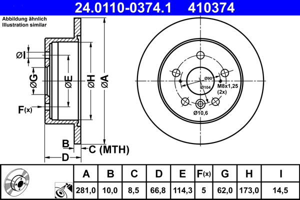 Brake Disc - 24.0110-0374.1 ATE