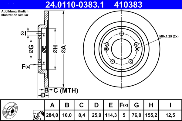 Brake Disc - 24.0110-0383.1 ATE