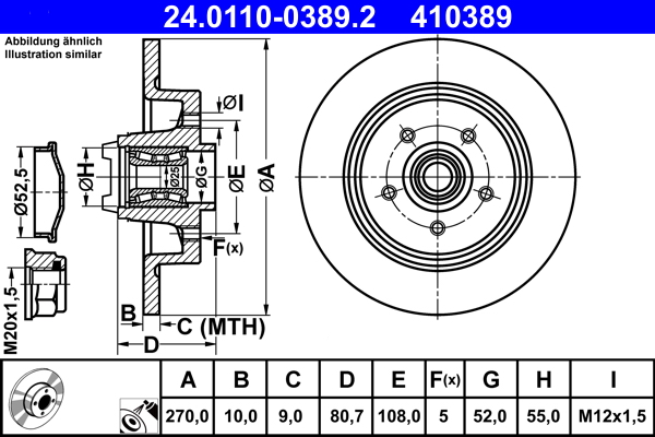 Brake Disc - 24.0110-0389.2 ATE