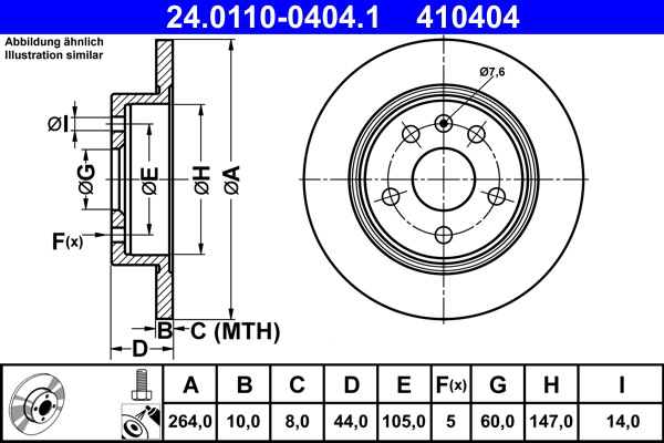 Brake Disc - 24.0110-0404.1 ATE