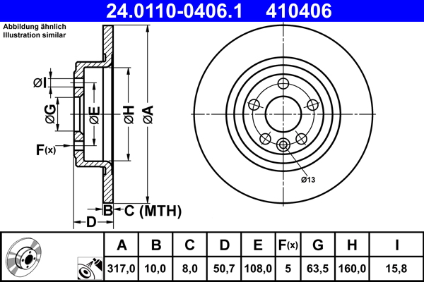 Bremsscheibe - 24.0110-0406.1 ATE