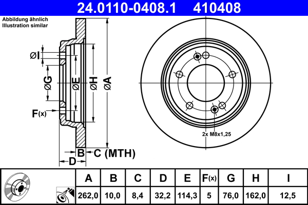 Brake Disc - 24.0110-0408.1 ATE