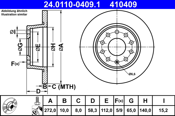 Brake Disc - 24.0110-0409.1 ATE