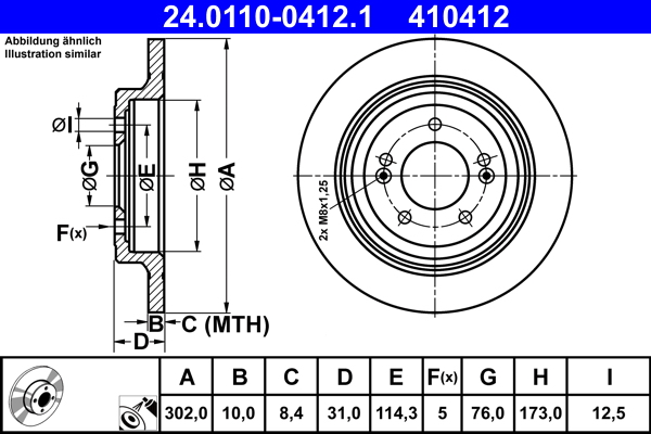 Brake Disc - 24.0110-0412.1 ATE