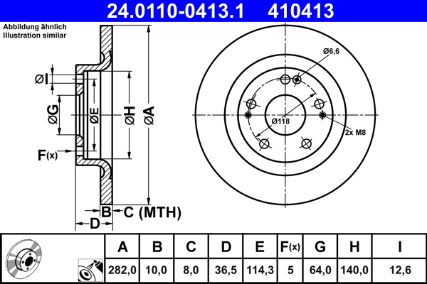 Brake Disc - 24.0110-0413.1 ATE