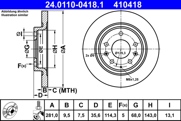 Brake Disc - 24.0110-0418.1 ATE