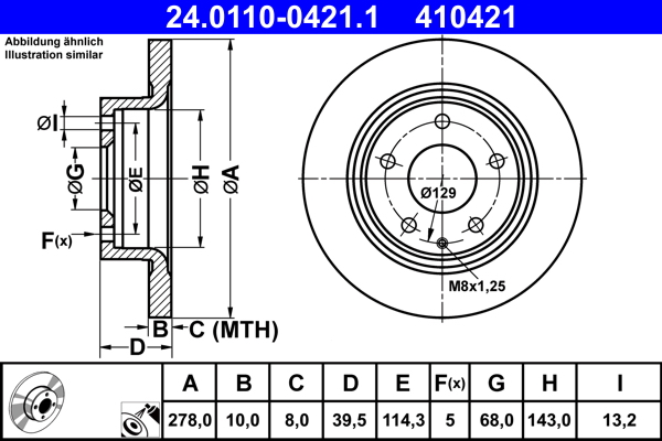 Brake Disc - 24.0110-0421.1 ATE