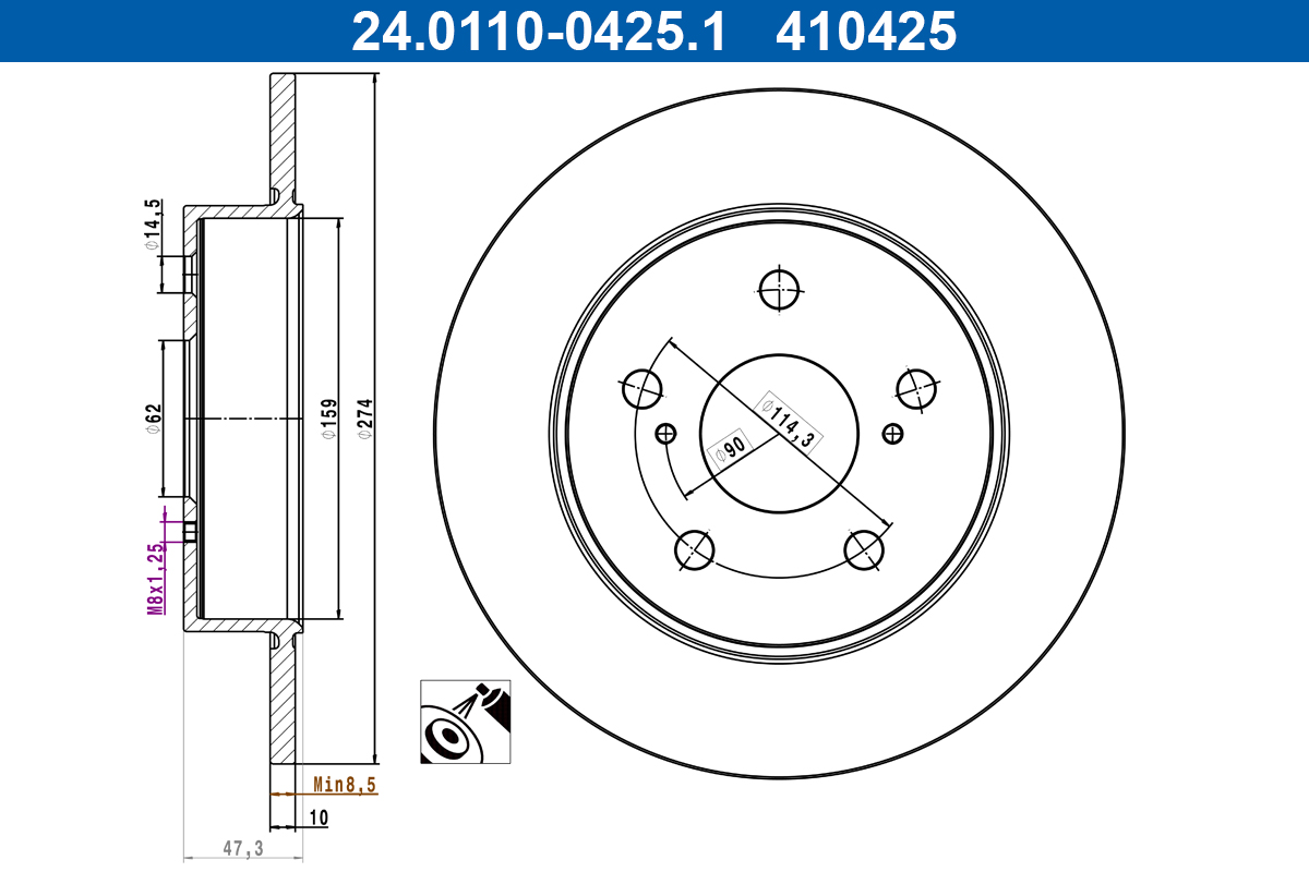 Brake Disc - 24.0110-0425.1 ATE