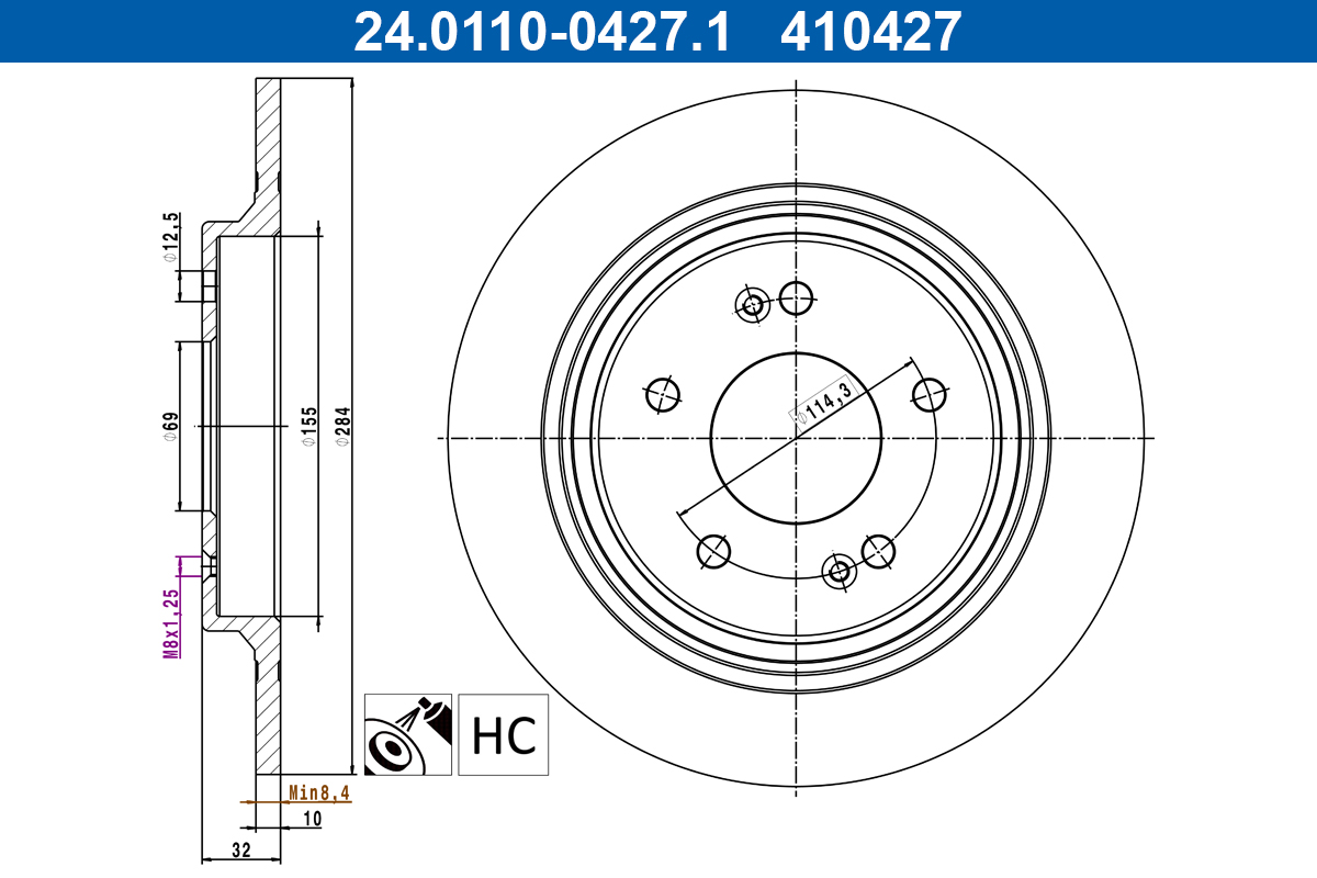 Brake Disc - 24.0110-0427.1 ATE