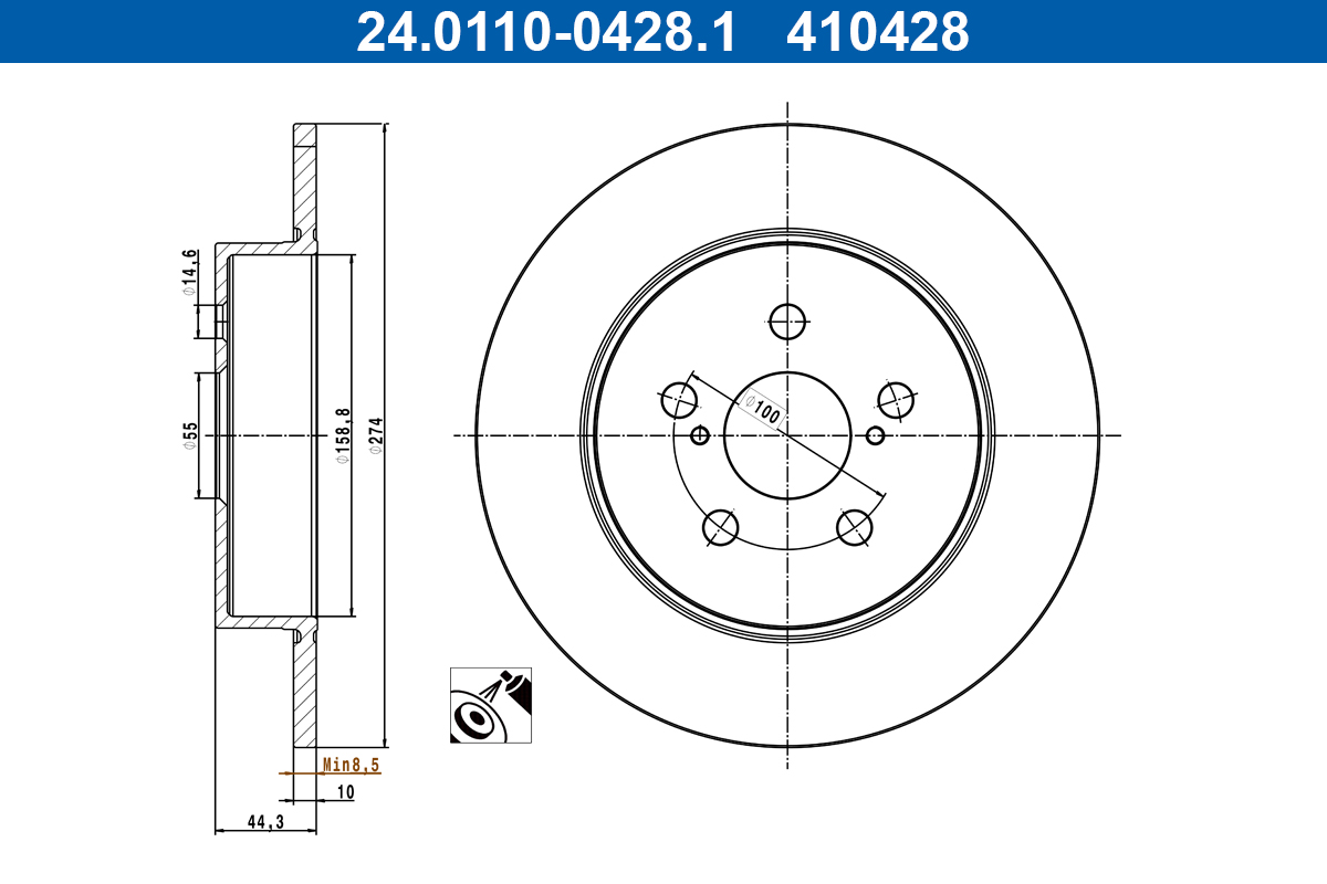 Brake Disc - 24.0110-0428.1 ATE