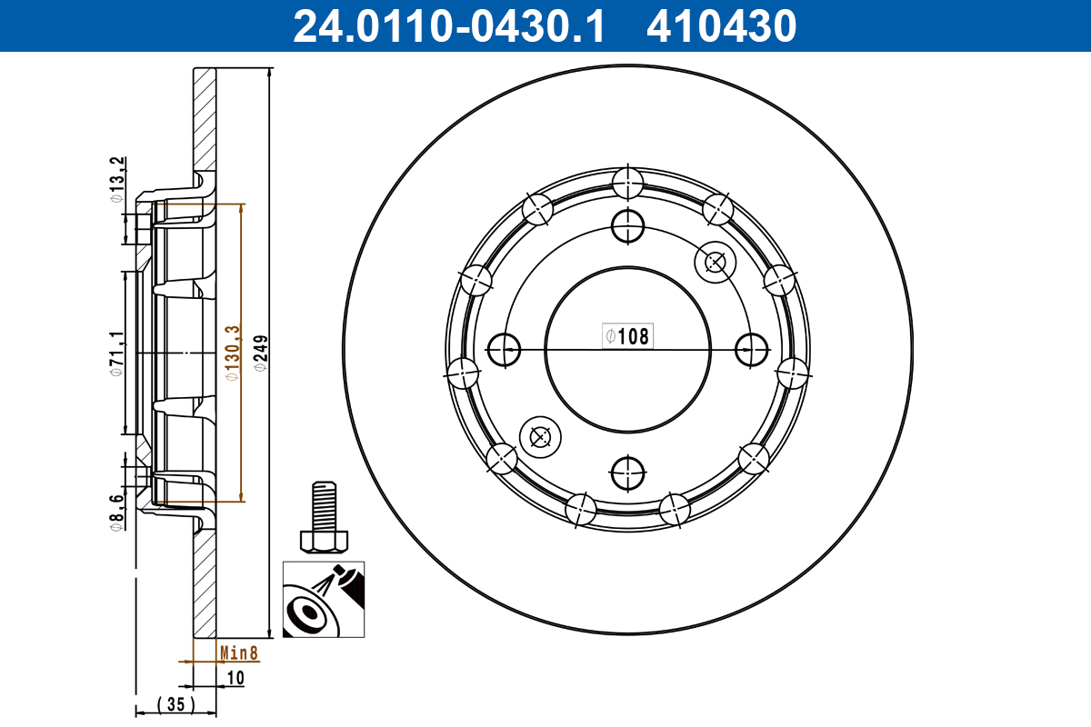 Brake Disc - 24.0110-0430.1 ATE