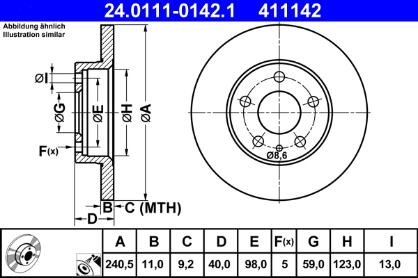 Bremsscheibe - 24.0111-0142.1 ATE
